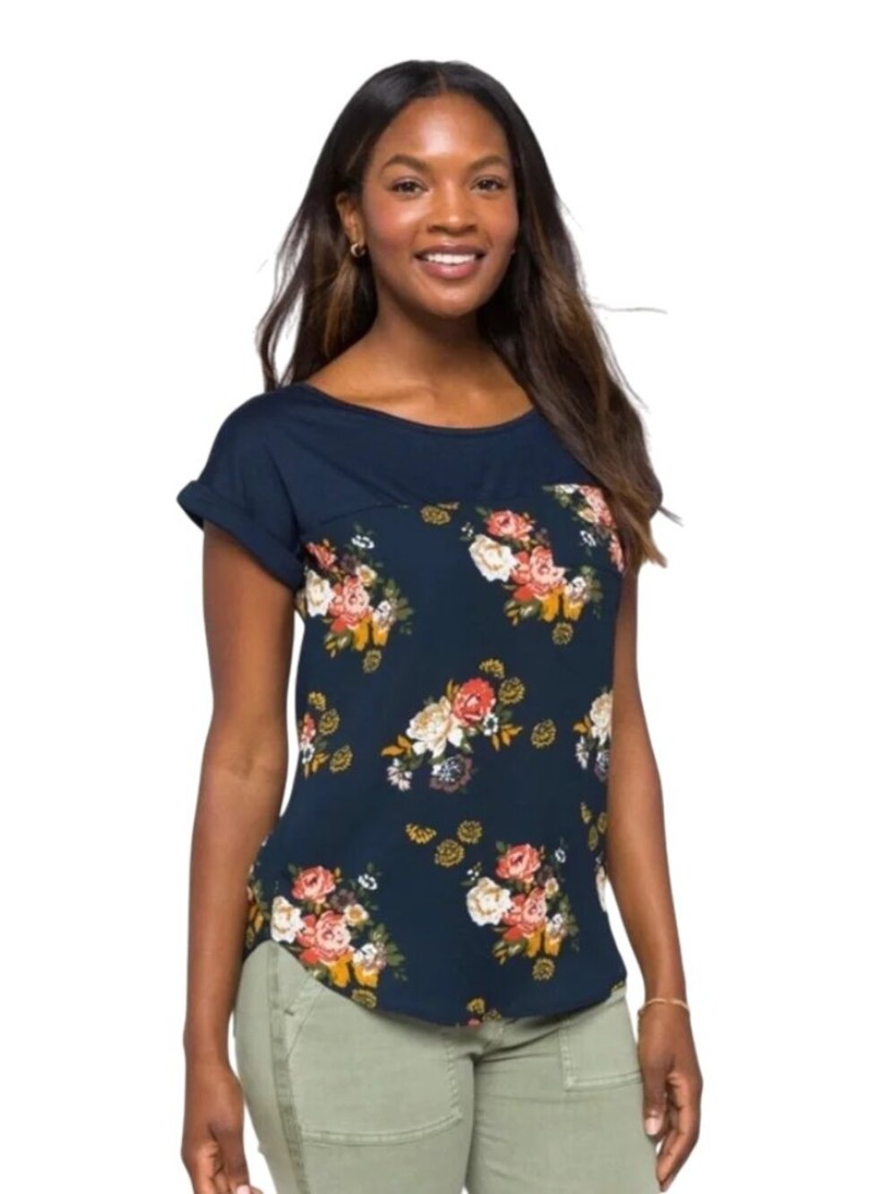 Mason & Belle Navy Flowy Floral T-shirt Top